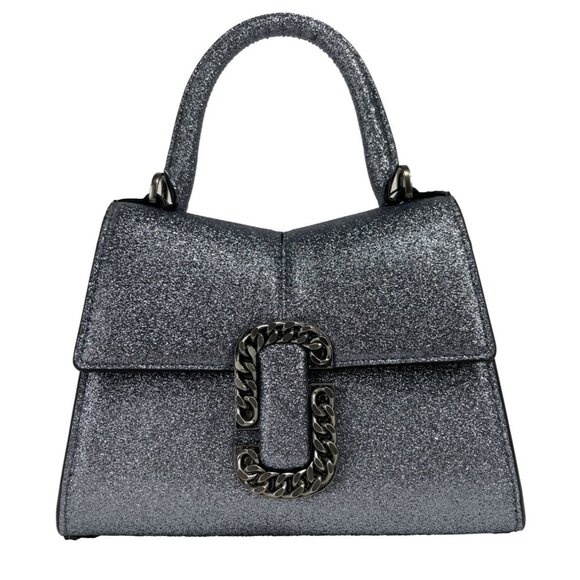 NEW Marc Jacobs The St Marc Mini Top Handle Satchel Crossbody Silver Glam Purse - Picture 1 of 6